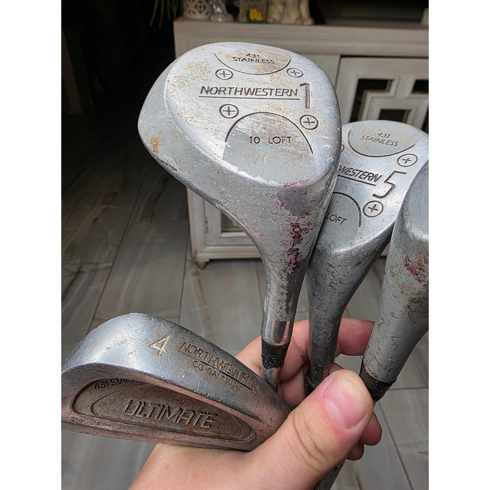 Northwestern Golf Club Set 1 3 5 Woods Tom Weiskopf 4 Iron Ultimate Stainless - Picture 8 of 16